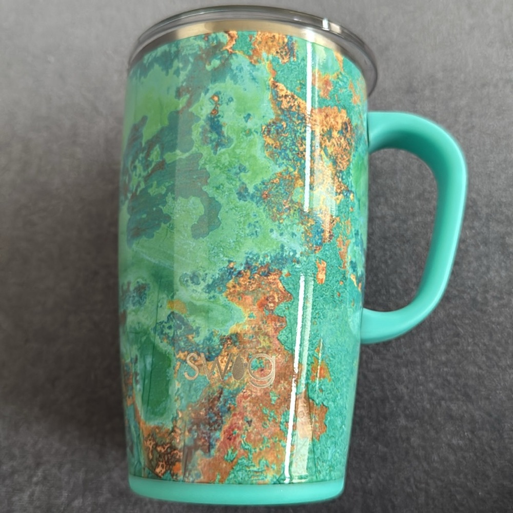 Swig Life Travel Mug Size 5x5 Color Marble Green Blue Yellow - Picture 8 of 8